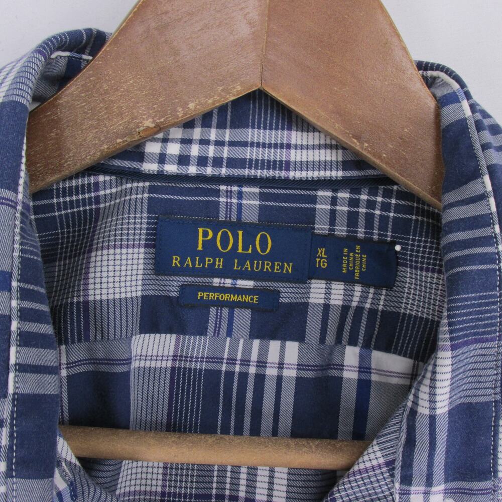 Polo Ralph Lauren Performance Shirt Mens XL Blue Plaid Long Sleeve Stretch - Picture 7 of 8